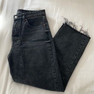 ZARA High Rise Ankle Straight Black Jeans